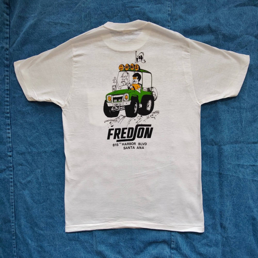 Vintage 1970s Hi Cru Stedman TShirt Single Stitch Jeep Graphic Pocket California - Picture 1 of 8